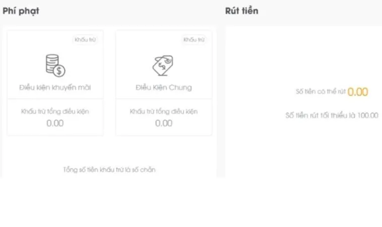 Giao diện rút tiền SV66